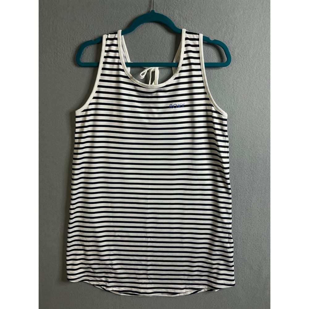 Roxy Top Women's Small Striped Tank Top Sleeveless Tie Back Beach‎ Cover Up